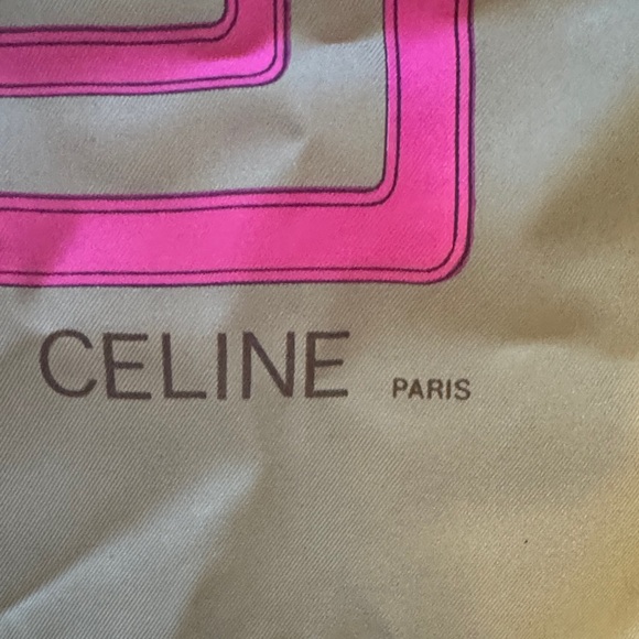 Celine Gray and Red Equestrian Silk Scarf - Picture 4 of 6